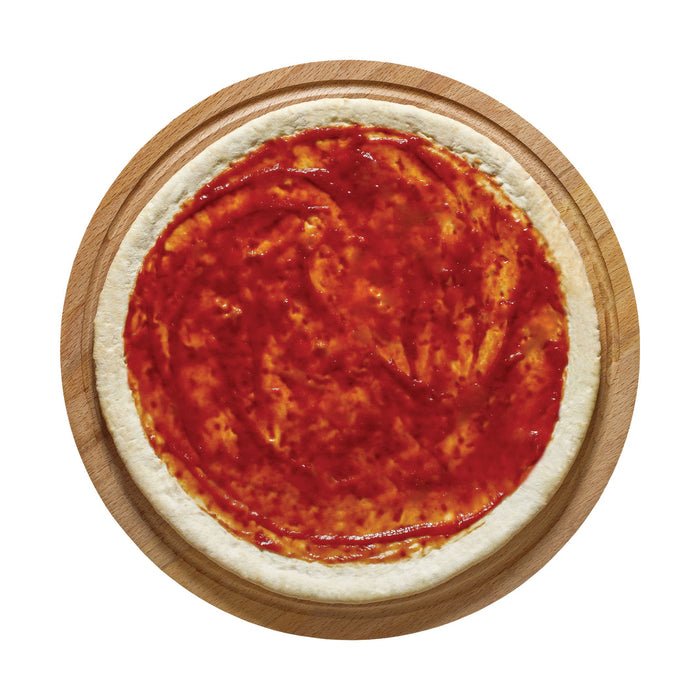 Round Pizza Dough With Tomato Sauce