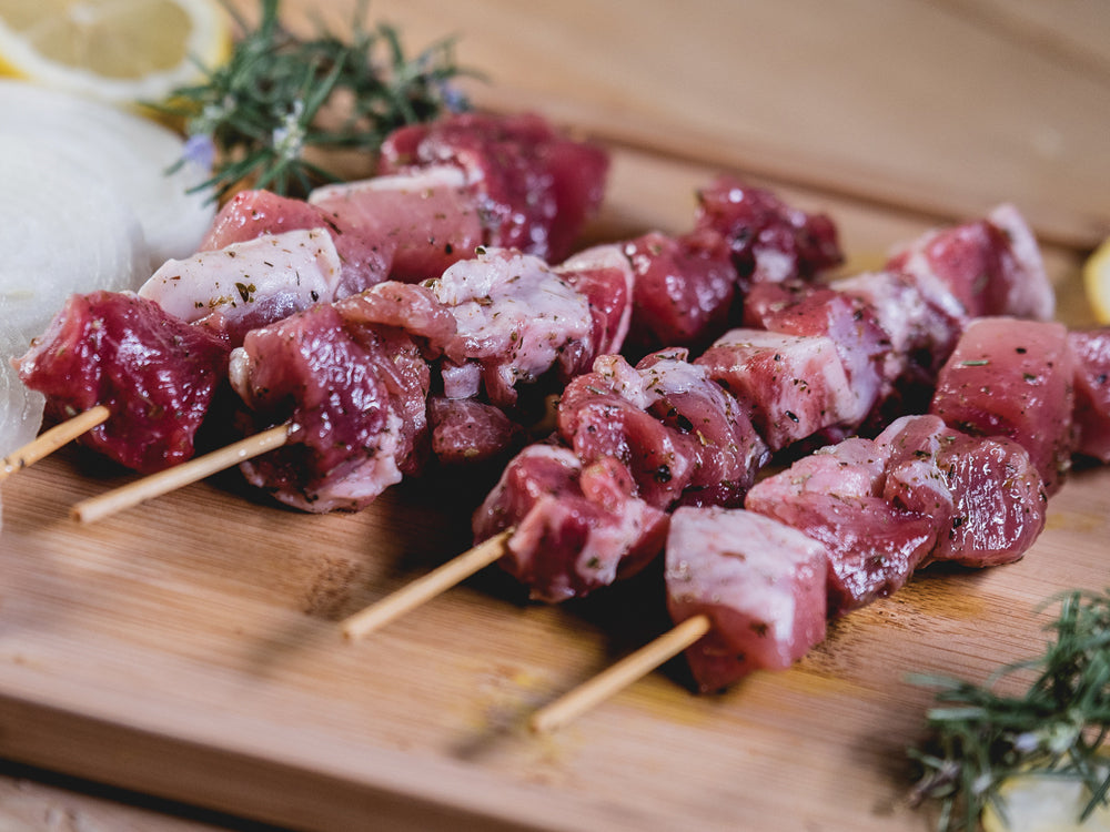 Greek Style Marinated Pork Skewers With Olive Oil
